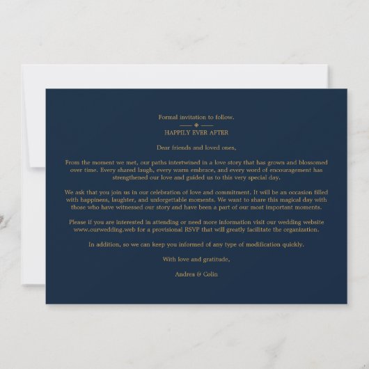 Trendy Minimal Navy/White 5 Multi Photos Collage Save The Date (Achterkant)