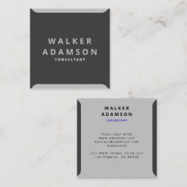 Trendy Minimal Silver & Matzwart Vierkante Visitekaartje