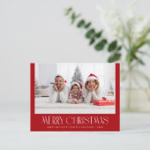 Trendy minimale feestelijke foto kerstkaart briefkaart (Staand voorkant)