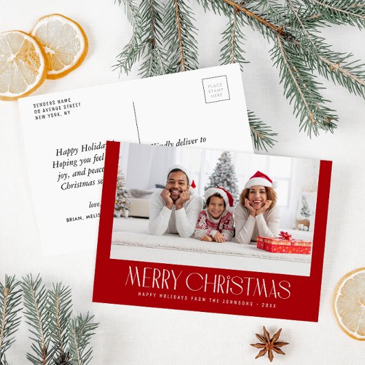 Trendy minimale feestelijke foto kerstkaart briefkaart