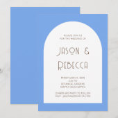 Trendy minimale pastel blauw alles in één bruiloft kaart (Voorkant / Achterkant)