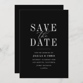 Trendy minimale zwarte bruiloft Save the Date kaar Kaart (Voorkant / Achterkant)