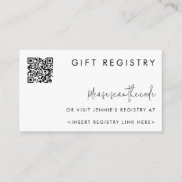 Trendy Minimalist Black & White Registry QR Code Informatiekaartje