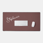 Trendy Minimalist Brown Script gepersonaliseerde n Bureaumat (Keyboard & Muis)