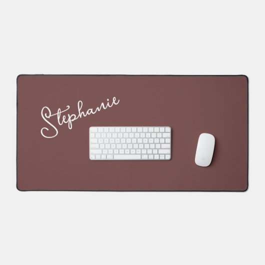 Trendy Minimalist Brown Script gepersonaliseerde n Bureaumat (Keyboard & Muis)