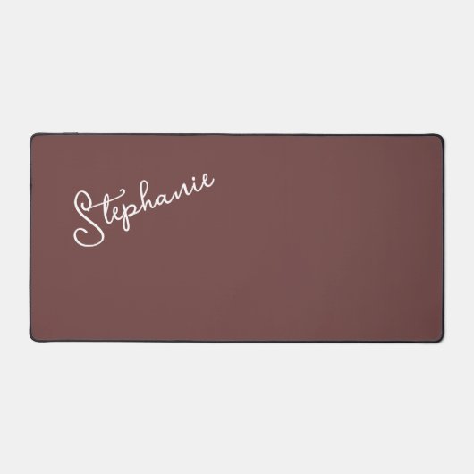 Trendy Minimalist Brown Script gepersonaliseerde n Bureaumat (Voorkant)