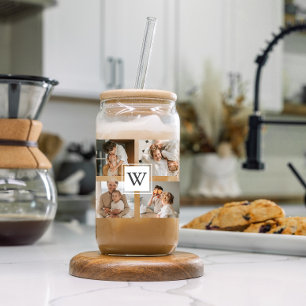 Trendy minimalist Collage Fathers Foto Papa Gift Blikvorm Glas