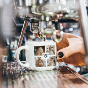 Trendy minimalist Collage Fathers Foto Papa Gift Espresso Kop