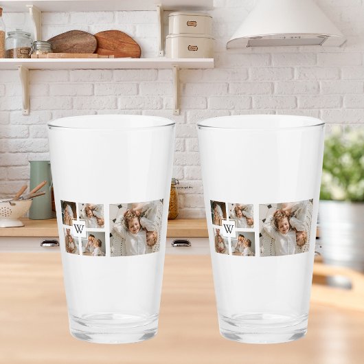 Trendy minimalist Collage Fathers Foto Papa Gift Glas