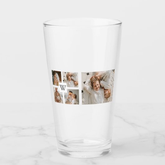 Trendy minimalist Collage Fathers Foto Papa Gift Glas (Voorkant)