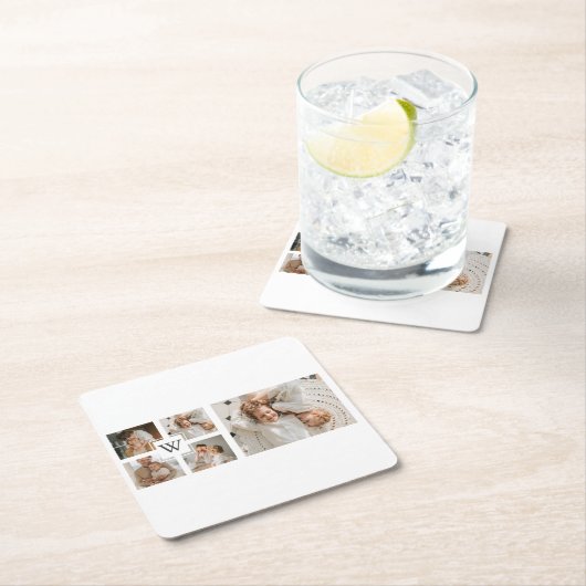 Trendy minimalist Collage Fathers Foto Papa Gift Kartonnen Onderzetters (Insitu)