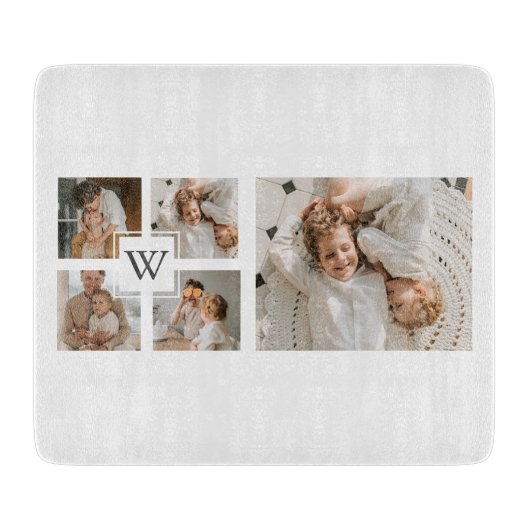 Trendy minimalist Collage Fathers Foto Papa Gift Snijplank (Voorkant)