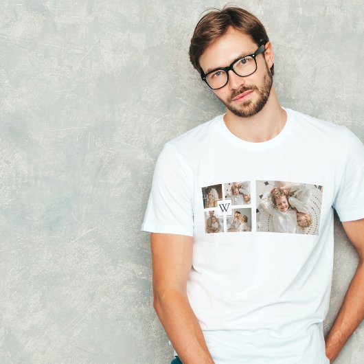Trendy minimalist Collage Fathers Foto Papa Gift T-shirt