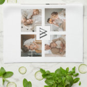 Trendy minimalist Collage Fathers Foto Papa Gift Theedoek (Gevouwen)