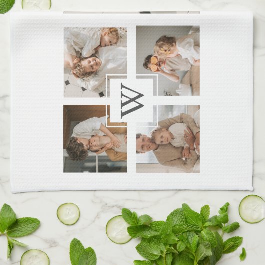 Trendy minimalist Collage Fathers Foto Papa Gift Theedoek (Gevouwen)