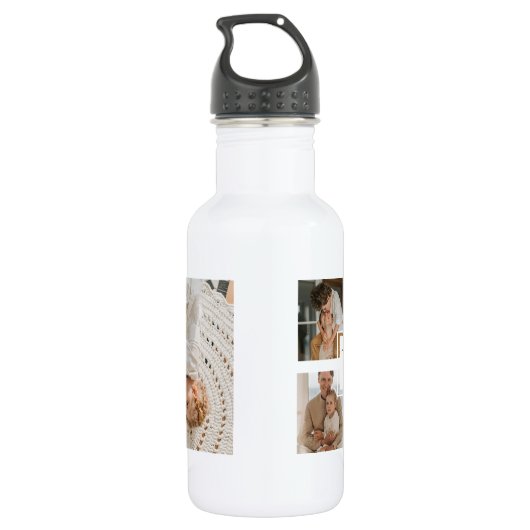Trendy minimalist Collage Fathers Foto Papa Gift Waterfles (Achterkant)