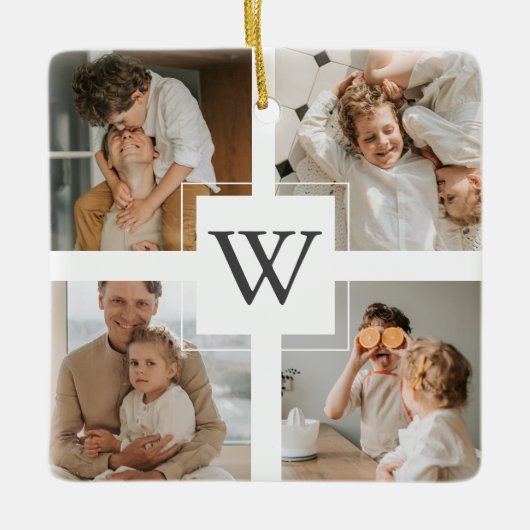 Trendy Minimalist Collage Foto Keramisch Ornament (Voorkant)