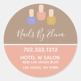 Trendy minimalist Colorblock Nail Salon Business Ronde Sticker