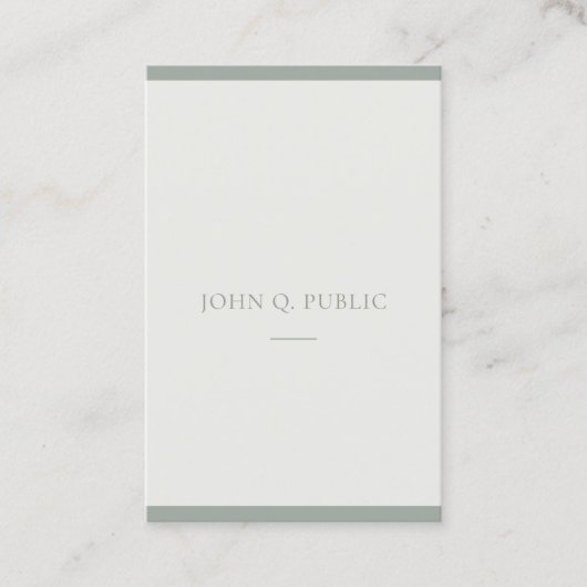 Trendy minimalist Design Green Sjabloon Modern Visitekaartje (Voorkant)