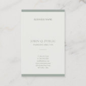 Trendy minimalist Design Green Sjabloon Modern Visitekaartje (Achterkant)