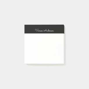 Trendy Minimalist Modern Black Script Name Post-it® Notes