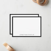 Trendy Minimalist Modern Elegant Black White Notitiekaartje (Voorkant / Achterkant in situ)