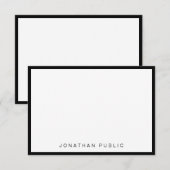 Trendy Minimalist Modern Elegant Black White Notitiekaartje (Voorkant / Achterkant)