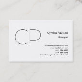 Trendy minimalist Modern Monogram Plain Visitekaartje (Voorkant)