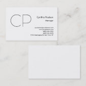 Trendy minimalist Modern Monogram Plain Visitekaartje (Voorkant / Achterkant)