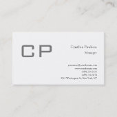 Trendy minimalist Modern Monogram Plain Visitekaartje (Voorkant)