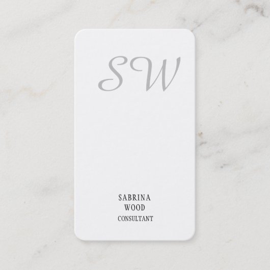 Trendy Minimalist Monogram Grijs Eenvoudig Plain Visitekaartje (Voorkant)