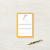 Trendy Minimalist Monogram Lined Post-it® Notes (Op bureau)