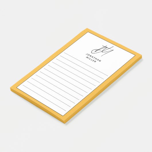 Trendy Minimalist Monogram Lined Post-it® Notes (Schuin)