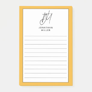 Trendy Minimalist Monogram Lined Post-it® Notes