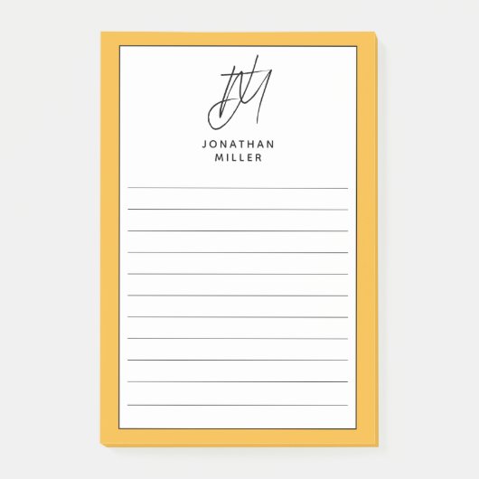 Trendy Minimalist Monogram Lined Post-it® Notes (Voorkant)