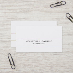 Trendy minimalist Plain Elegant Design Gold White Visitekaartje