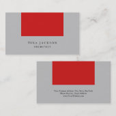 Trendy minimalist Red Silver Grey Professional Visitekaartje (Voorkant / Achterkant)
