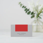 Trendy minimalist Red Silver Grey Professional Visitekaartje (Staand voorkant)