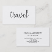 Trendy minimalist White Grey Plain Travel Agent Visitekaartje (Voorkant / Achterkant)