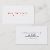 Trendy Minimalist White Oranje Professional Visitekaartje (Voorkant / Achterkant)