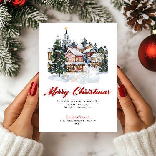 Trendy Minimalist Winter Scene Greeting Card Feestdagenkaart