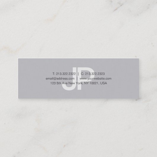 Trendy Minimalistic Chic Design Monogram Modern Mini Visitekaartje (Achterkant)