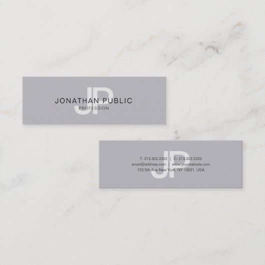 Trendy Minimalistic Chic Design Monogram Modern Mini Visitekaartje (Voorkant / Achterkant)