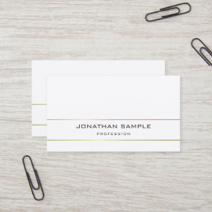 Trendy Minimalistic Plain Elegant Gold White Luxe Visitekaartje