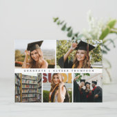 Trendy minimalistisch Afstuderen Photo Grid-Afstud Bedankkaart (Staand voorkant)