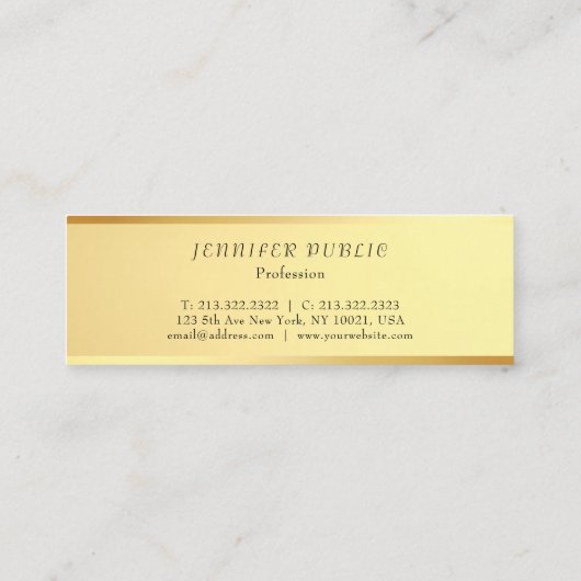 Trendy minimalistisch design glamoureuze gouden Sj Mini Visitekaartje (Achterkant)