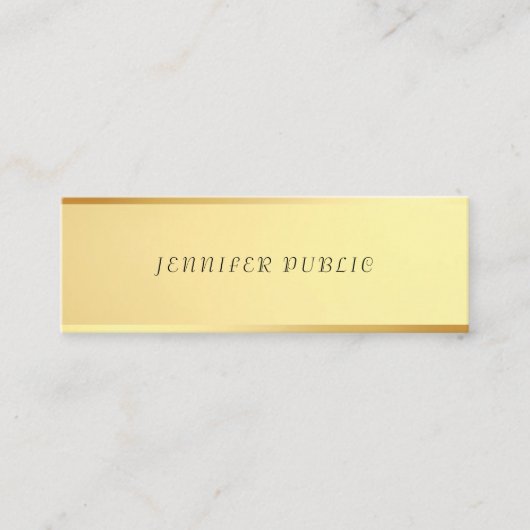 Trendy minimalistisch design glamoureuze gouden Sj Mini Visitekaartje (Voorkant)