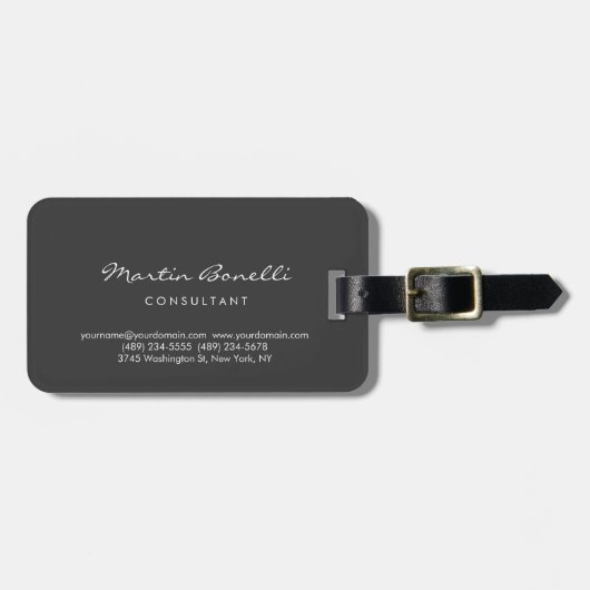 Trendy minimalistisch grijs Visitekaartje Bagagelabel (Voorkant horizontaal)