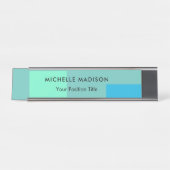 Trendy minimalistisch groen blauw bureau naambordje (Voorkant)