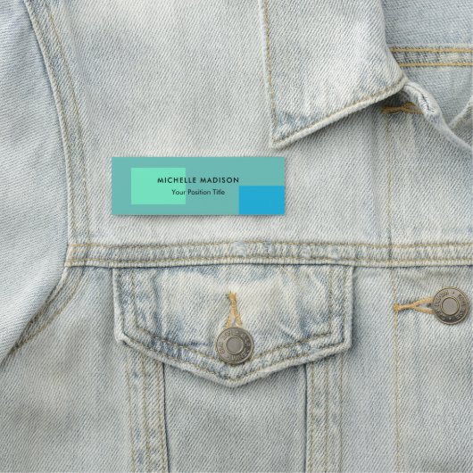 Trendy minimalistisch groen blauw naamplaatje (In situ)